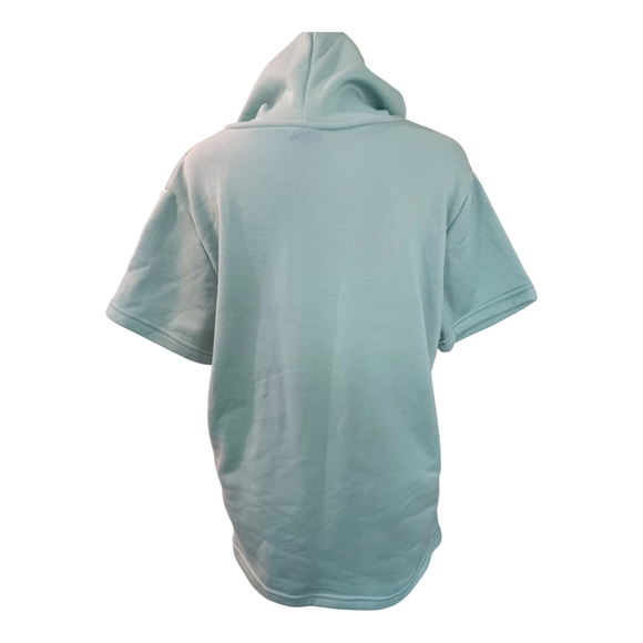 Casual Sage Green Short Sleeve Hoodie for Women - Picture 2 of 2